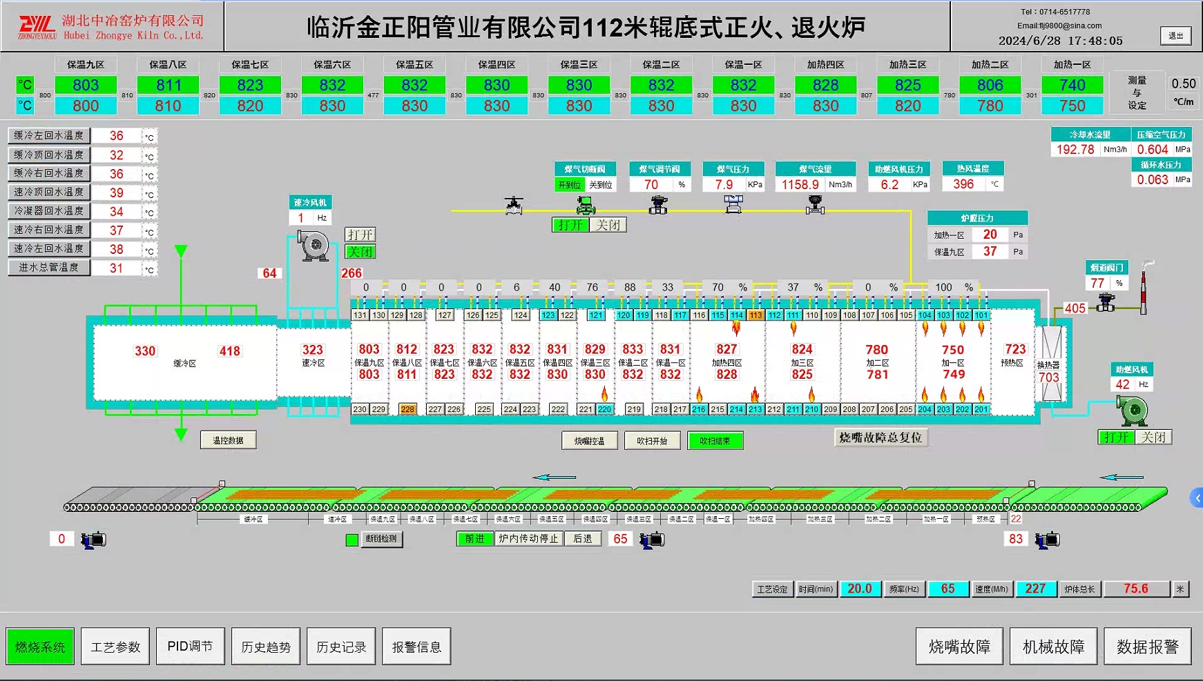 金正陽112m輥底式正火、退火爐控制系統(tǒng)